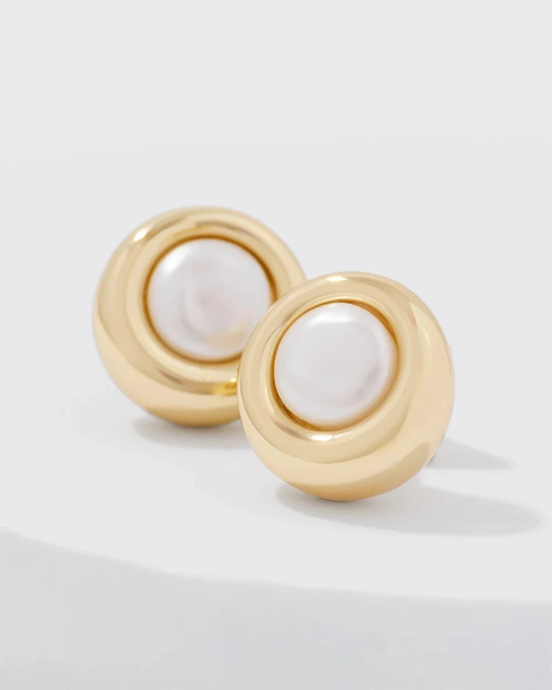 Gold + Pearl Stud Earrings