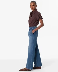 Embossed High-Rise Wide-Leg Jean