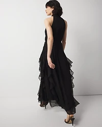 Petite Ruffle Halter Maxi Dress