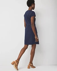 Petite Belted Ponte Shirt Dress
