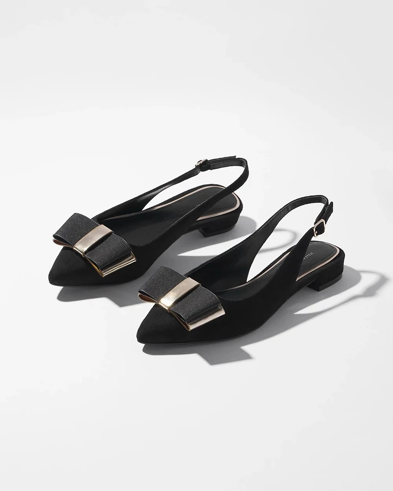 Slingback Flat with Black Bow