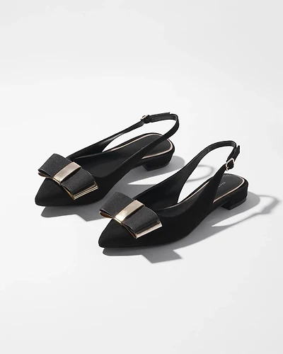 Slingback Flat with Black Bow
