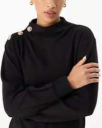 Button Shoulder Pullover Sweater