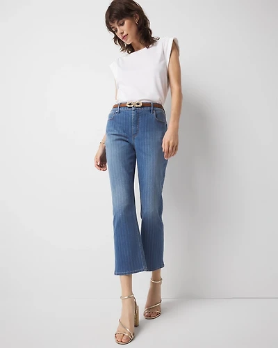High-Rise Pinstripe Kick Flare Jeans