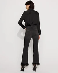 Removable Feather Hem Kick Flare Jean