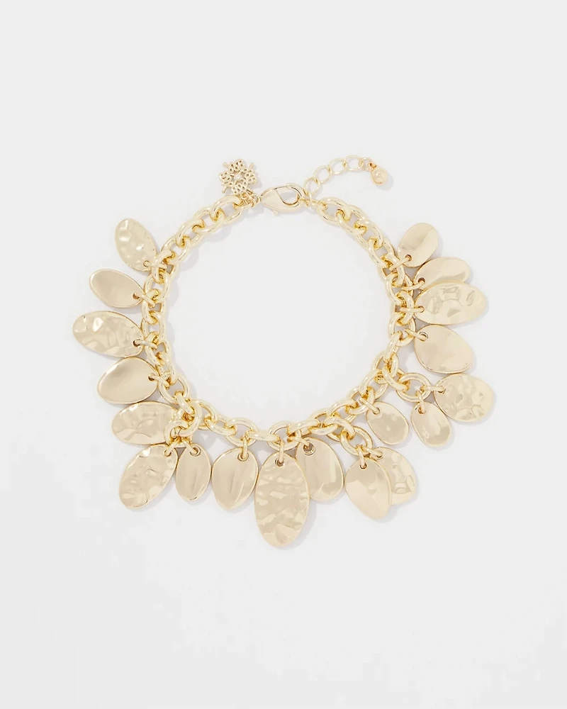 Gold Hammered Disc Bracelet