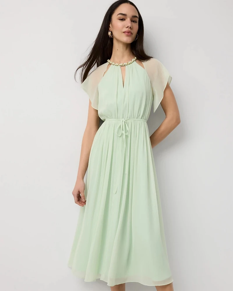 Chain + Keyhole Detail Midi Dress