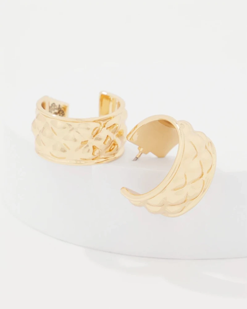 Quilted Gold Hoop Earrings