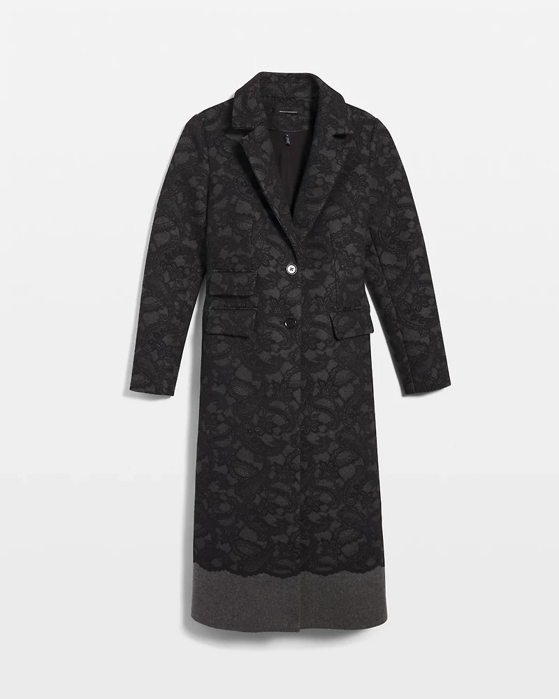 Lace Wool-Blend Melton Coat