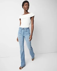 Petite High-Rise Belted Skinny Flare Jean
