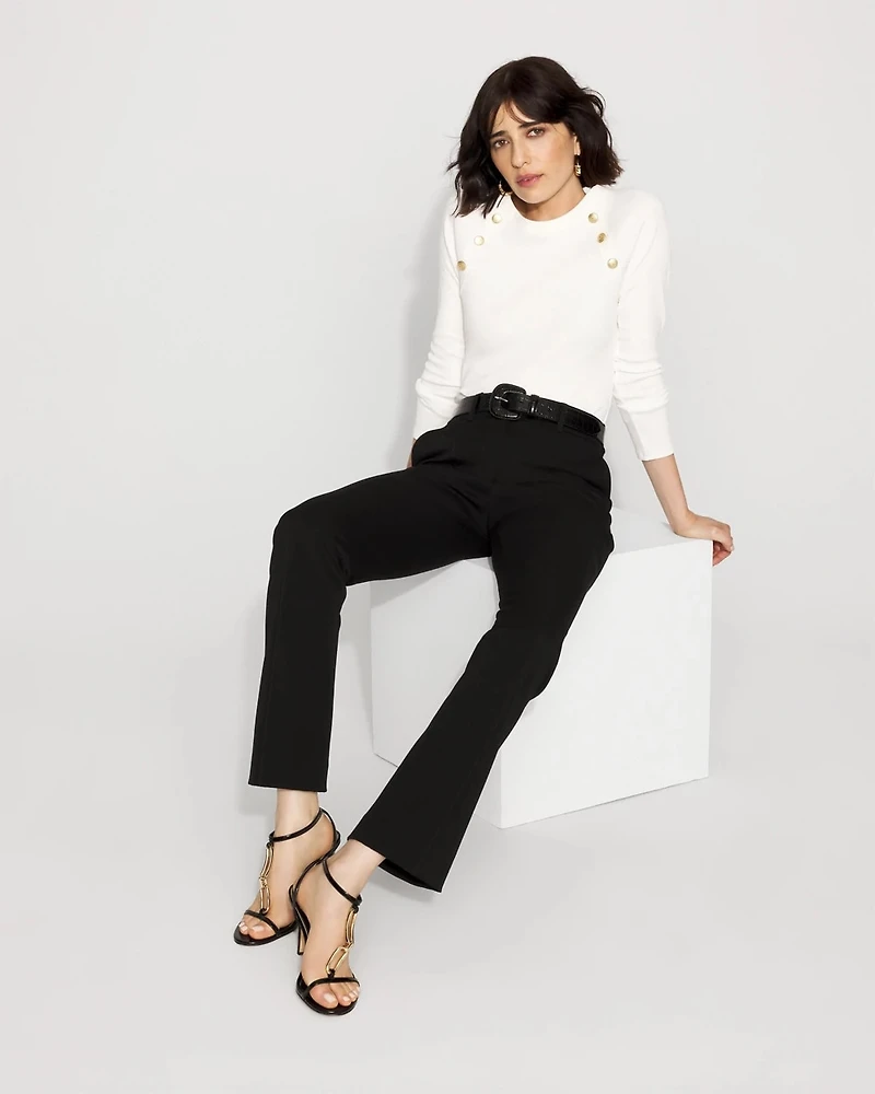 WHBM FORME™ Ribbed Stretch Button Long-Sleeve Tee