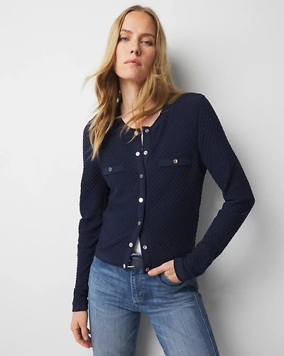 Novelty Stitch Crew Cardigan