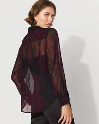 Embellished Sheer Floral Shirt