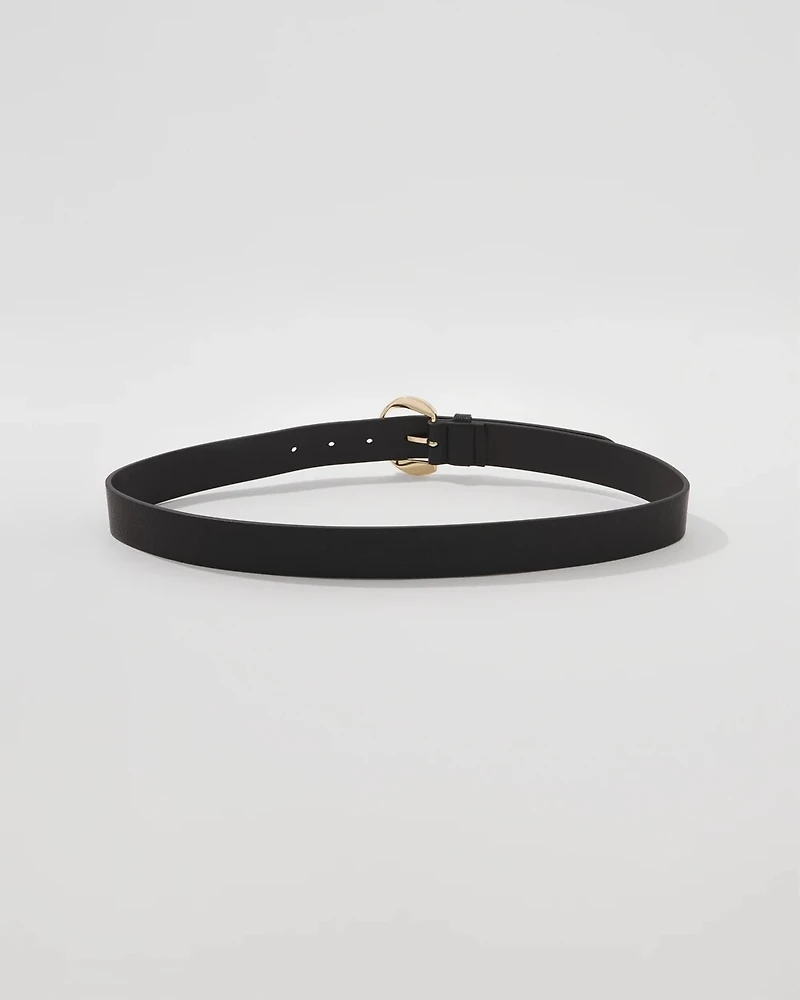 Twist Buckle Faux Leather Belt