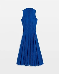 Mock Neck Knit Lace Midi Dress
