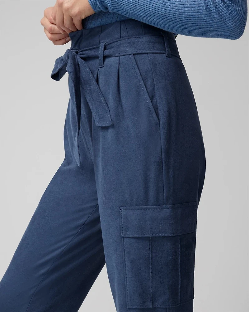 Ultra-Suede Paperbag Tapered Ankle Pant