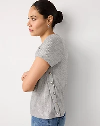 Shimmery Side Button Tee