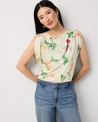 Satin Petal Sleeve Blouse