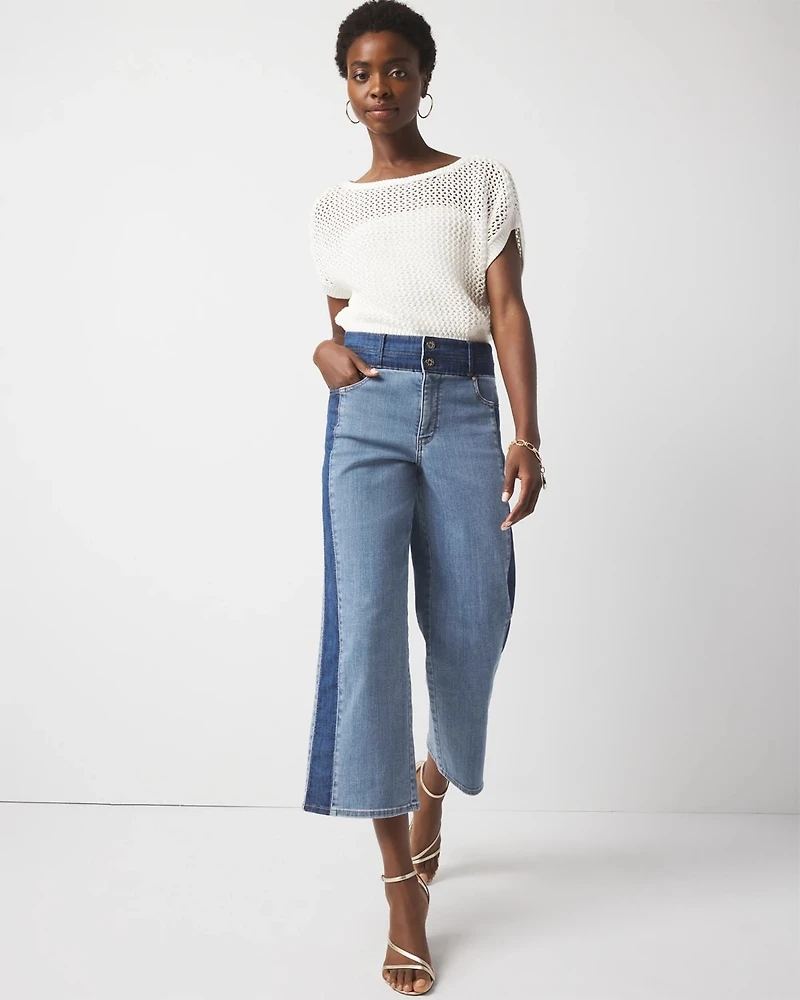 High-Rise Colorblocked Wide-Leg Jean