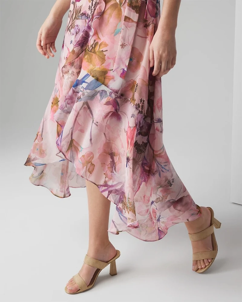 V-Neck Ruffle Wrap Dress