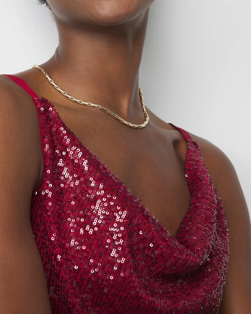 Petite Cowl Neck Sequin Cami