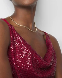 Petite Cowl Neck Sequin Cami