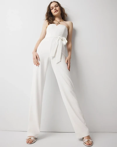 Petite Strapless Wide Leg Jumpsuit
