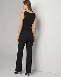Petite Sleeveless Square Neck Crepe Jumpsuit