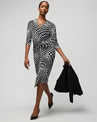 Long Sleeve Ruched Front Matte Jersey Midi Dress