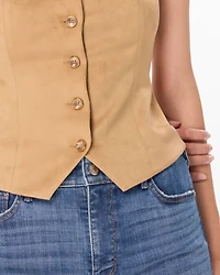 Square Neck Faux Suede Vest