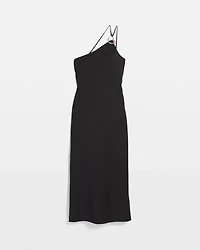 Linen-Blend One-Shoulder Column Dress