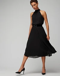 Pleated Halter Midi Dress