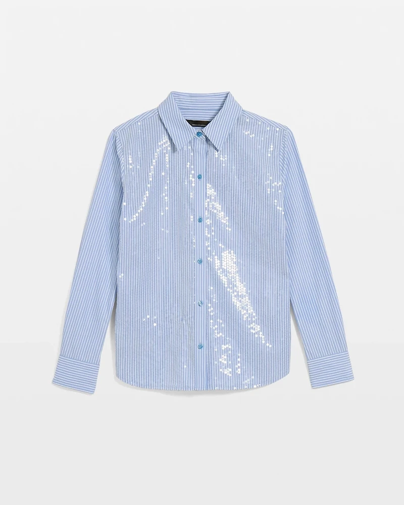 Sequin Striped Poplin Shirt
