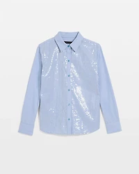 Sequin Striped Poplin Shirt