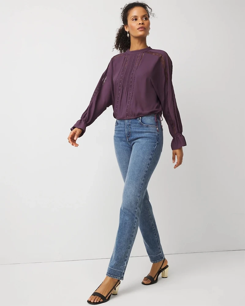 Drawstring Lace + Crepe Blouse