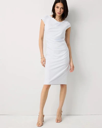 Cap Sleeve Draped Sheath Dress