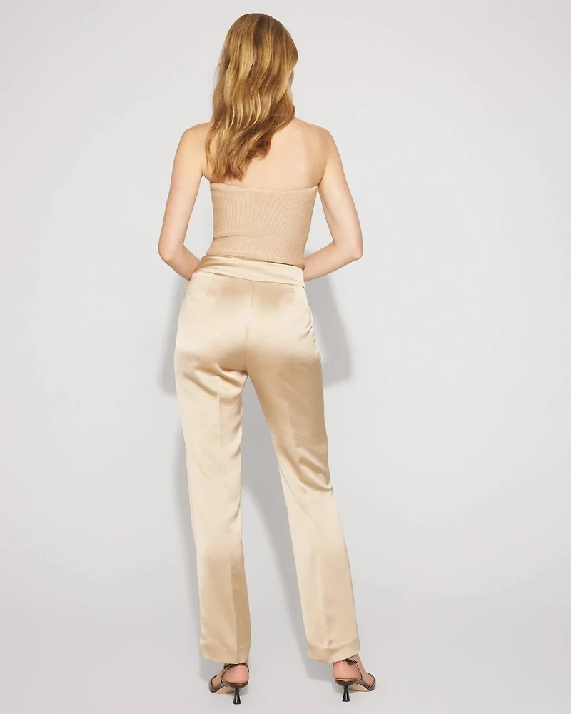 Petite Zoey Satin Straight Leg Pant