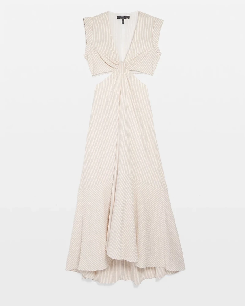 Seersucker Cutout Midi Dress