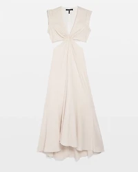 Seersucker Cutout Midi Dress
