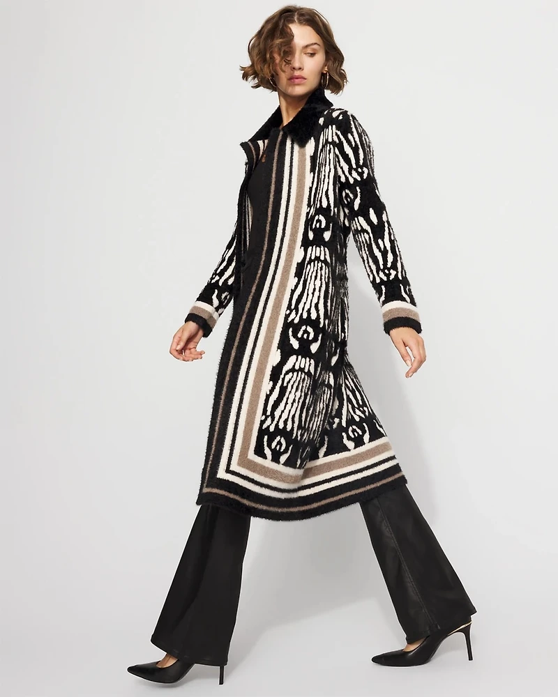 Jacquard Long Sweater Coat