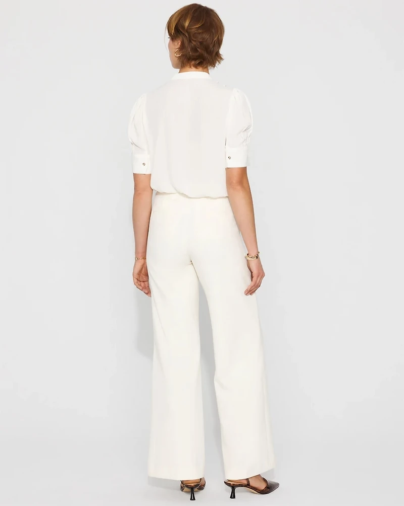 High-Rise Flat-Front Wide-Leg Pant