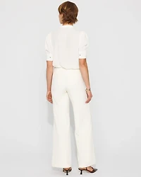 High-Rise Flat-Front Wide-Leg Pant