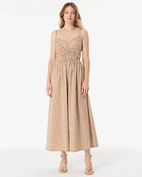 Poplin Smocked Waist Midi Dress