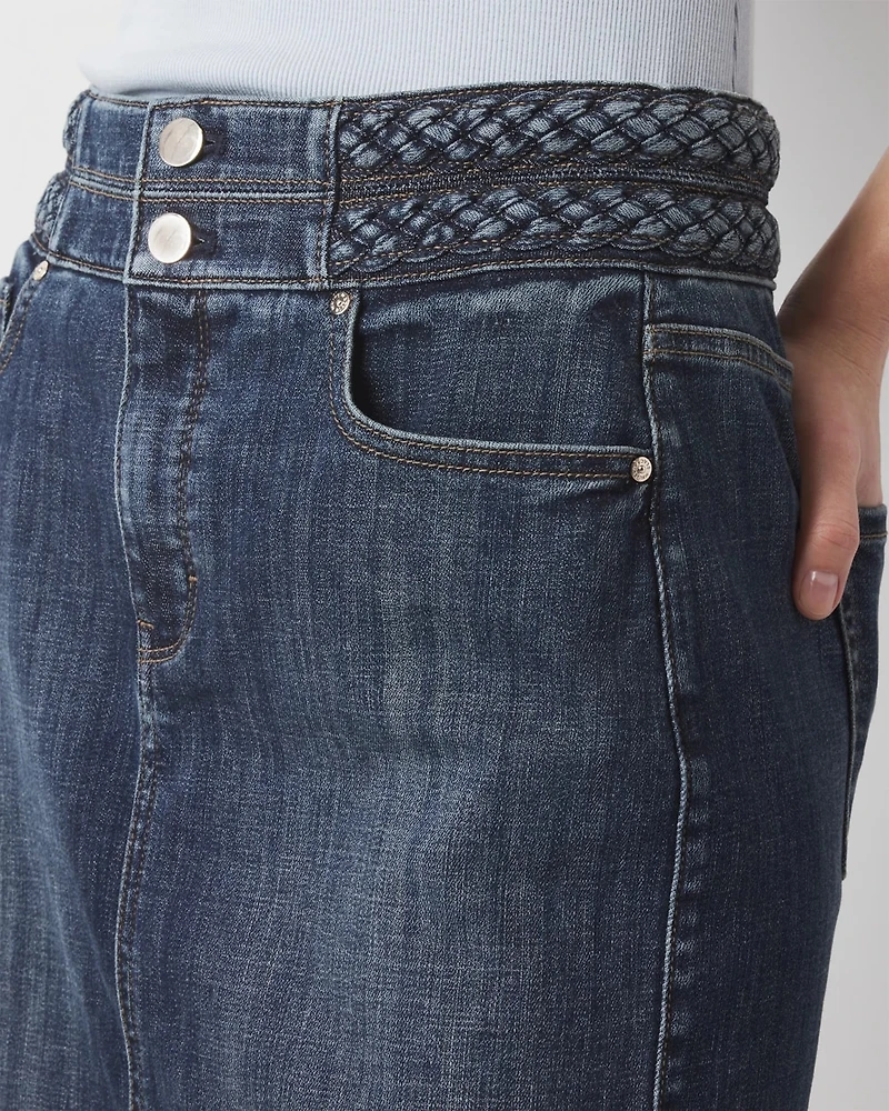 Braided Denim Mini Skirt