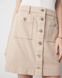 Petite Striped Patch Pocket A-Line Skirt
