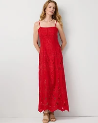 Eyelet Square Neck Maxi Dress