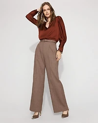 Pleated Sleeve Satin Blouse