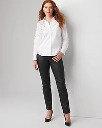 High-Rise Straight Coated Denim Jeans