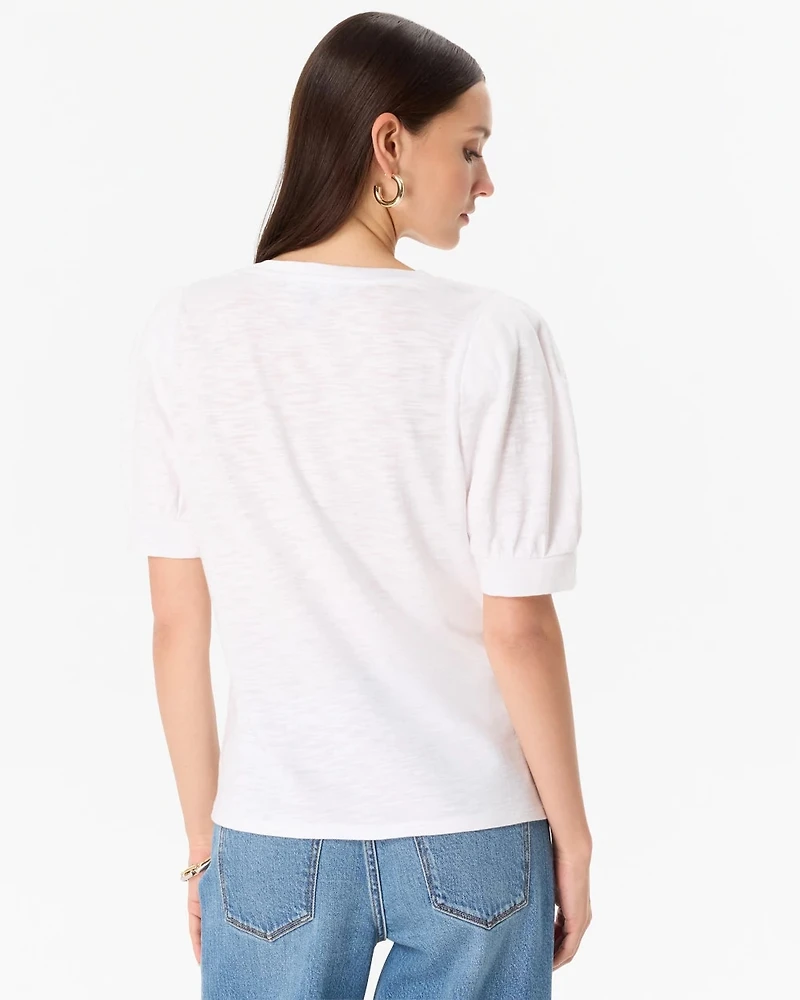 Puff Sleeve V-neck Tee