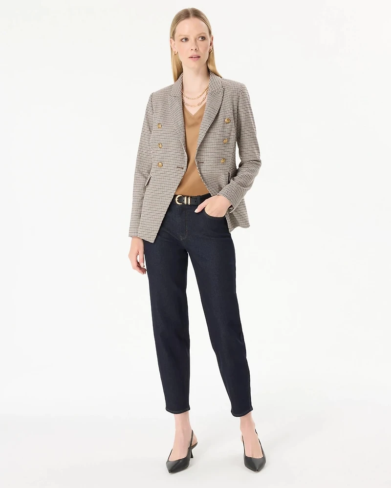 Houndstooth Double-Breasted Blazer